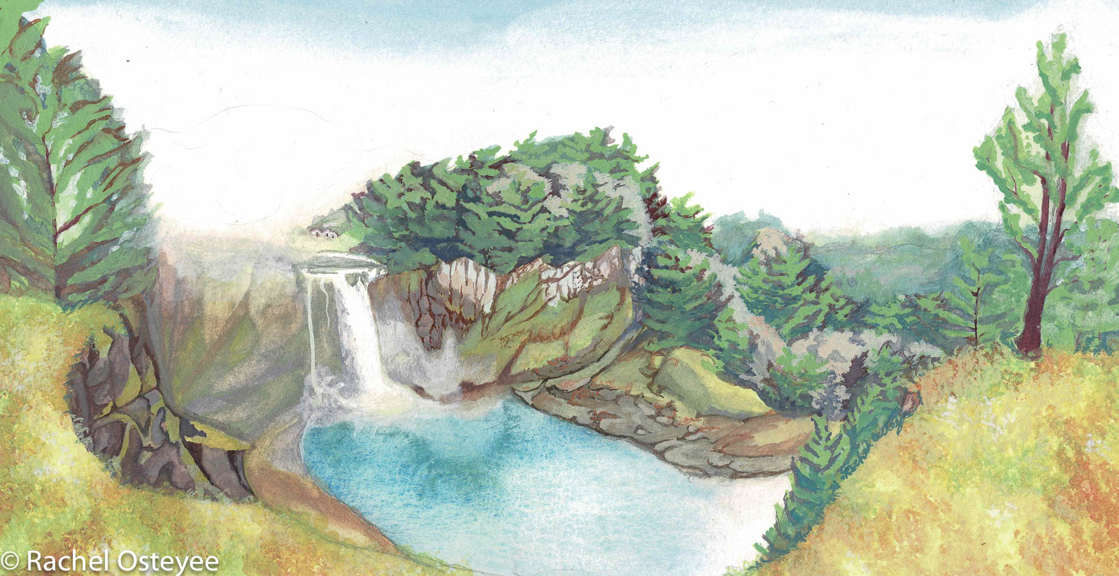 Snoqualmie Falls (10" x 15", Gouache)